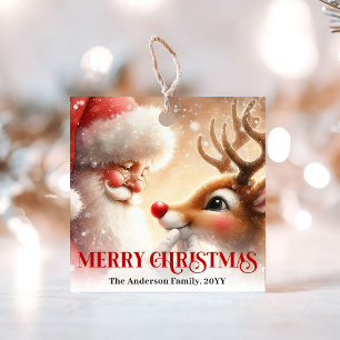 Christmas Gift Tags with Santa Claus and Rudolph 