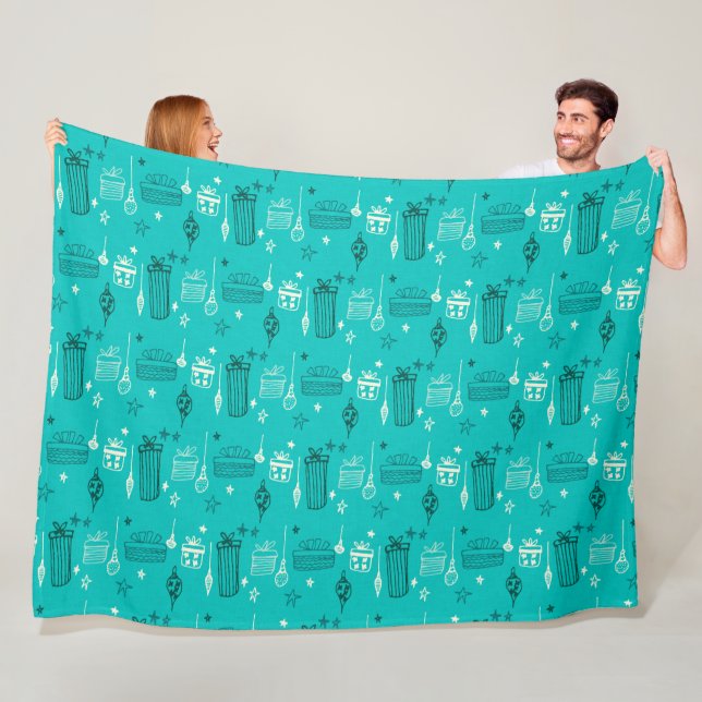 Christmas Gift Teal Fleece Blanket (In Situ)