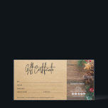 Christmas Gift Voucher Craft Paper Farm Vintage<br><div class="desc">Christmas Holiday gift card certificate voucher in modern farm style with wood and craft paper texture</div>