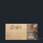 Christmas Gift Voucher Craft Paper Farm Vintage<br><div class="desc">Christmas Holiday gift card certificate voucher in modern farm style with wood and craft paper texture</div>