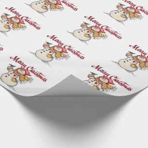 Christmas Gift Wrap/Merry Christmas & Snowman Wrapping Paper
