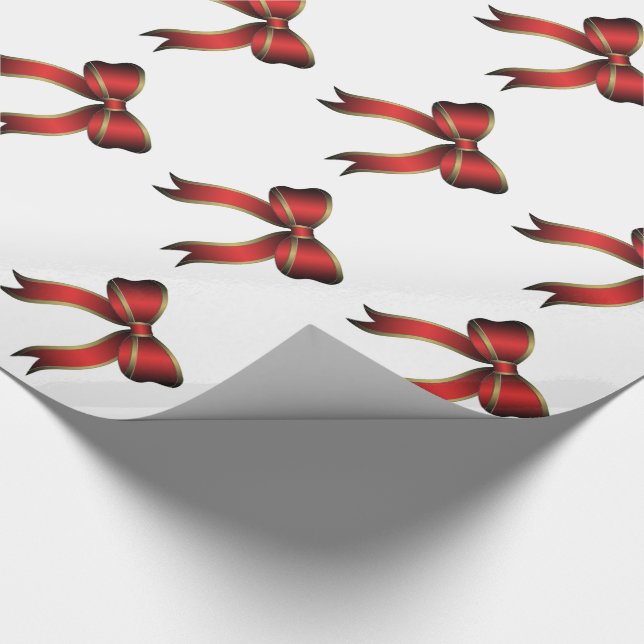 Christmas Gift Wrap/Red and Gold Bows Wrapping Paper (Corner)