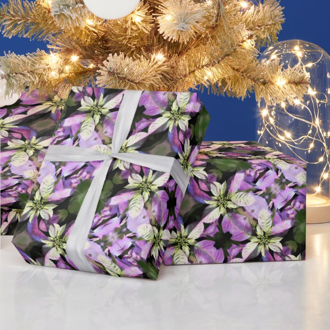 Christmas Gift Wrap Roll - Lavender Poinsettia (Holidays)