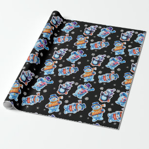 Christmas gift wrap Winter Wonderland Snowfolk. 4