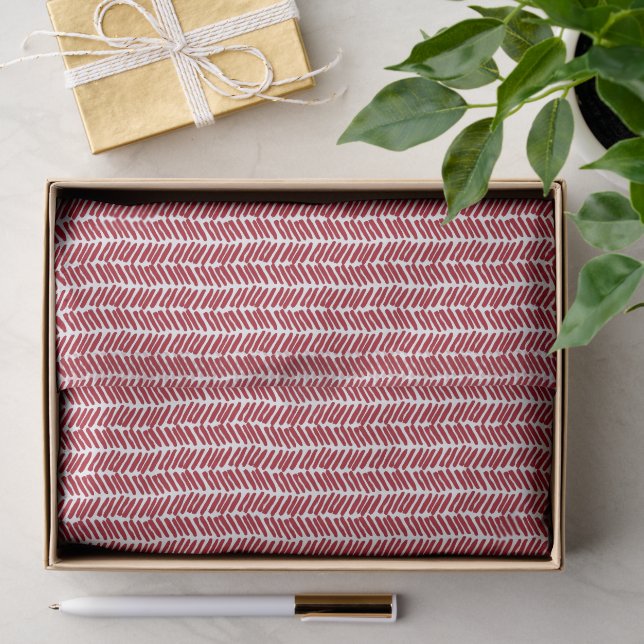 Christmas Gift Wrap With Red White Zigzag Tissue Paper (Gift)