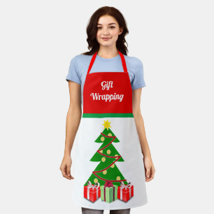 Christmas Gift Wrapping Holiday Print Apron