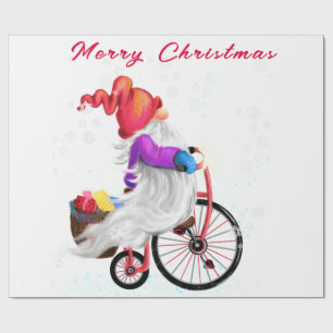 Christmas Gift Wrapping Paper Gnome with Gifts