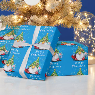 Christmas Gift Wrapping Paper Gnomes with Gifts