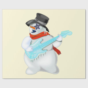 Christmas Gift Wrapping Paper Snowman with Guitar