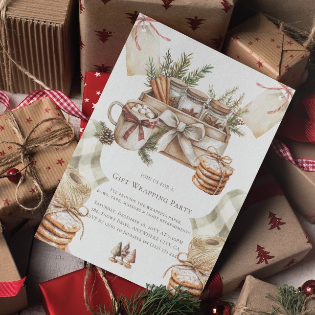 Christmas Gift Wrapping Party Watercolor  Invitation (Creator Uploaded)