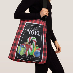 Christmas Gifts & Candy Cane & Black Buffalo Plaid Crossbody Bag