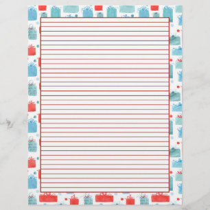 Christmas Gifts Holiday Letter Paper Lined
