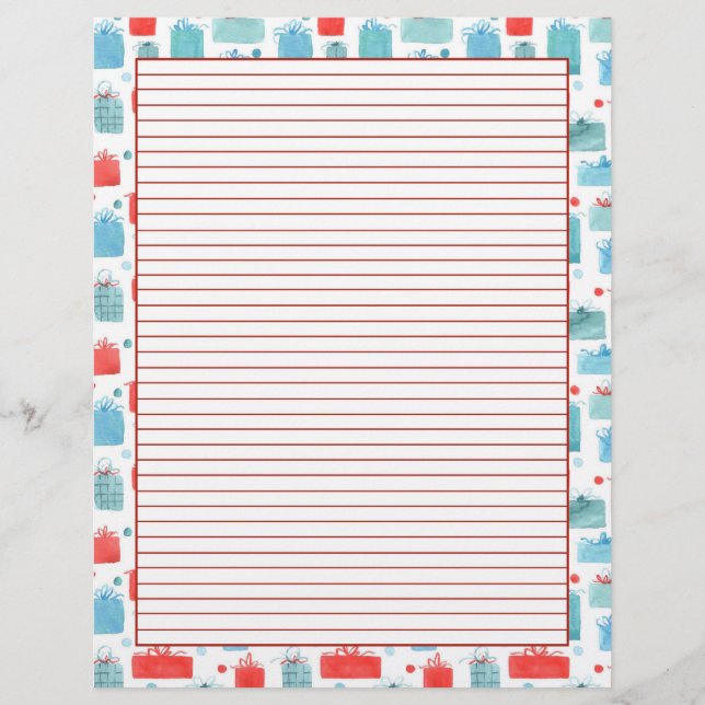 Christmas Gifts Holiday Letter Paper Lined (Front)