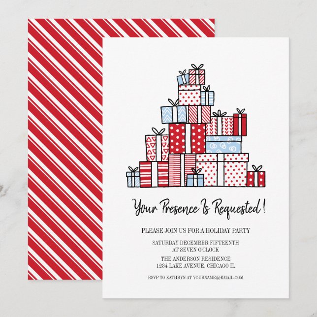 Christmas Gifts Holiday Party Invitation Card (Front/Back)