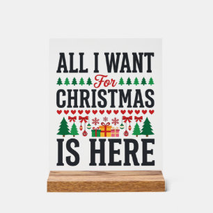 Christmas Gifts Holiday Typography Design Acrylic Sign