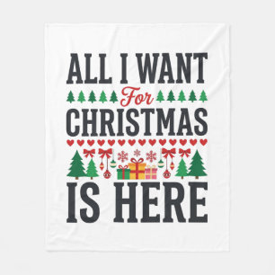 Christmas Gifts Holiday Typography Design Fleece Blanket