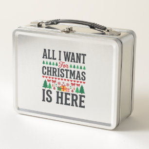 Christmas Gifts Holiday Typography Design Metal Lunch Box