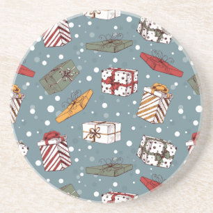Christmas gifts pattern coaster