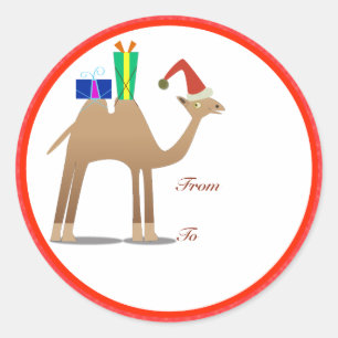 Christmas Gifts Tags: Camel Classic Round Sticker