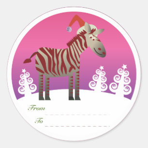 Christmas Gifts Tags: Zebra Classic Round Sticker