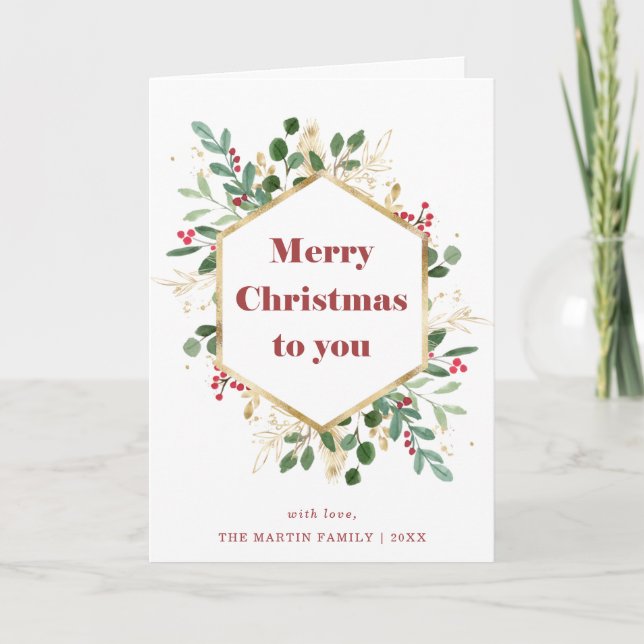 Christmas Gilded Greenery | Photo Inside Holiday Card (Front)