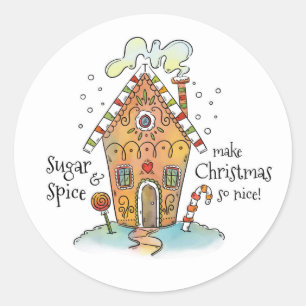 Christmas Ginger Bread House Classic Round Sticker