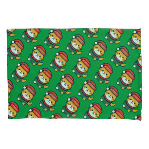 Christmas Ginger cat in Santa hat Pillowcase