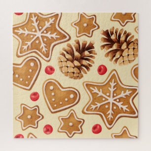 Christmas Ginger: Festive Seamless Pattern. Jigsaw Puzzle