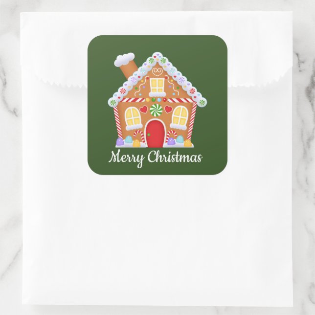 Christmas gingerbread add message house sticker (Bag)