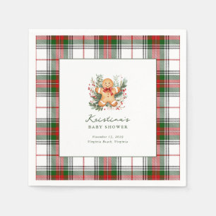 Christmas Gingerbread Baby Shower Cocktail Napkin 