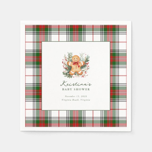 Christmas Gingerbread Baby Shower Cocktail Napkin  (Front)