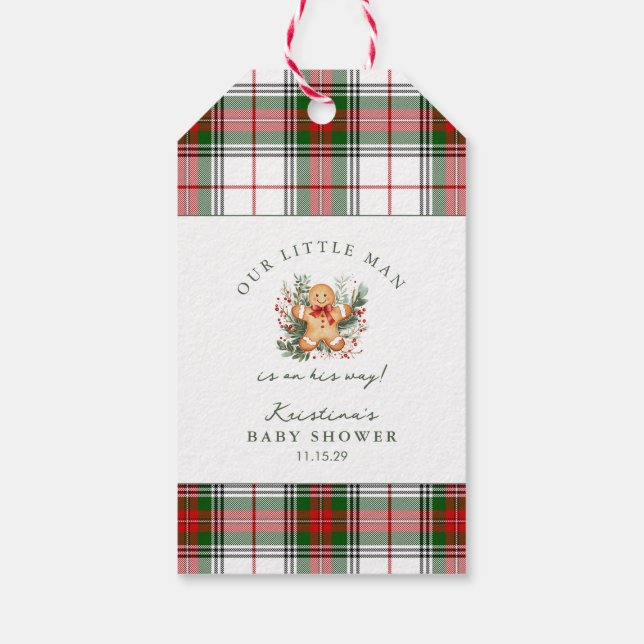 Christmas Gingerbread Baby Shower  Gift Tags (Back)