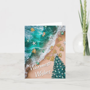Christmas Gingerbread Beach Folded Greeting Card