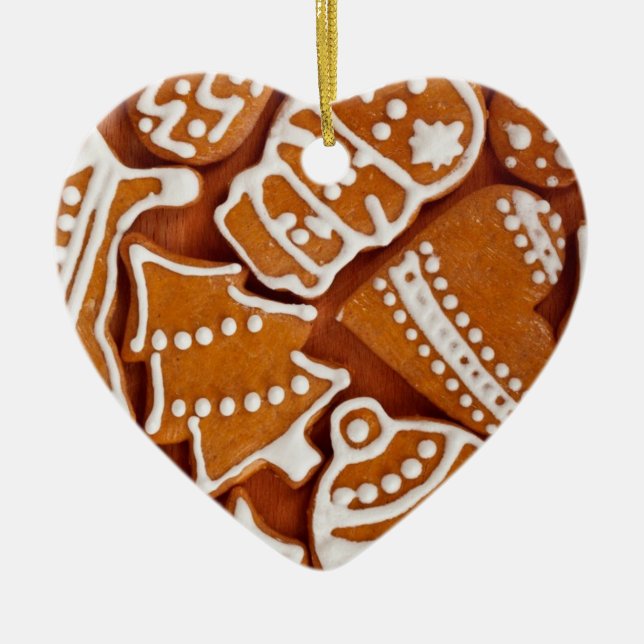 Christmas Gingerbread Biscuits Ceramic Ornament (Front)