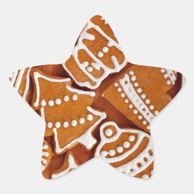 Christmas Gingerbread Biscuits Star Sticker (Front)