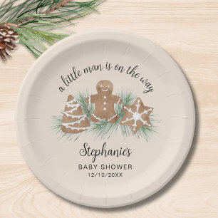 Christmas Gingerbread Boy's Baby Shower Paper Plate