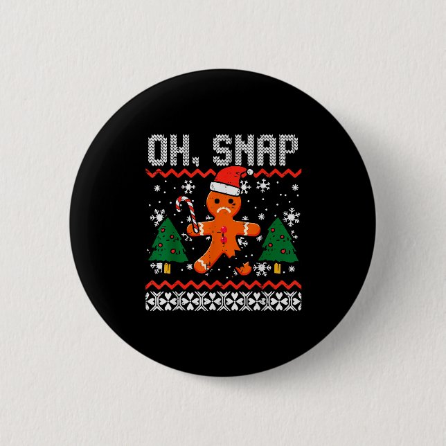 Christmas Gingerbread Broken Oh Snap Ugly Xmas Men 2 Inch Round Button (Front)