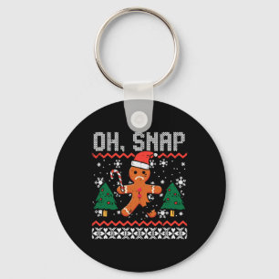 Christmas Gingerbread Broken Oh Snap Ugly Xmas Men Keychain