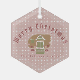 Christmas Gingerbread Camper Holiday Glass Ornament