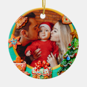 Christmas Gingerbread Candy House, and New Year Ceramic Ornament