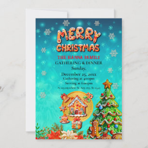 Christmas Gingerbread Candy House, and New Year Invitation