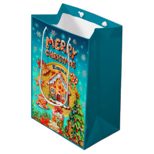 Christmas Gingerbread Candy House, and New Year Medium Gift Bag