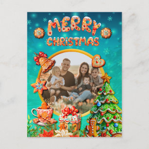 Christmas Gingerbread Candy House, and New Year Postcard