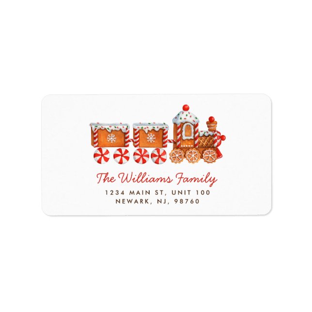 Christmas Gingerbread & Candy Train Address Label (Front)