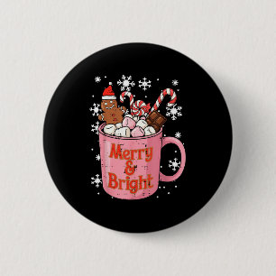 Christmas Gingerbread Cocoa Merry Bright Xmas Wome 2 Inch Round Button