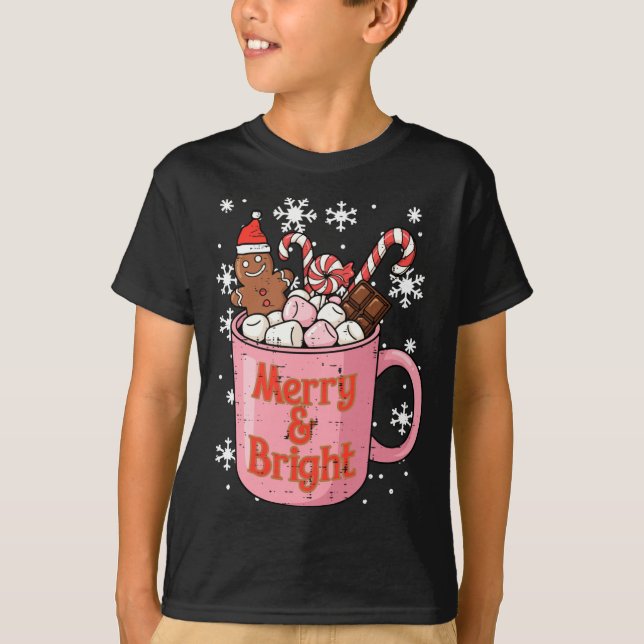 Christmas Gingerbread Cocoa Merry Bright Xmas Wome T-Shirt (Front)