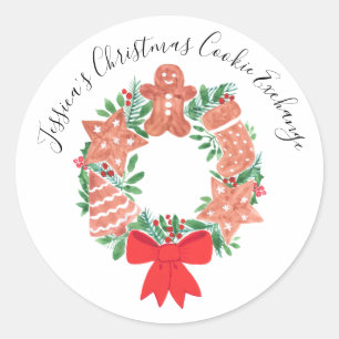Christmas Gingerbread Cookie Exchange  Classic Round Sticker