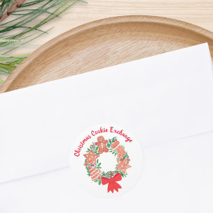 Christmas Gingerbread Cookie Exchange  Classic Round Sticker