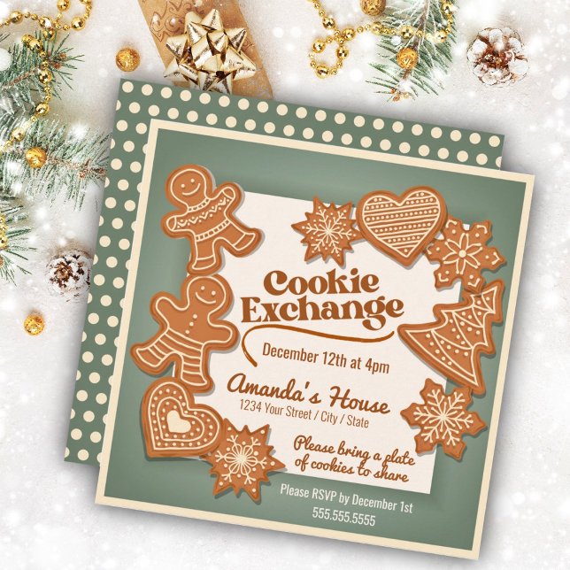 Christmas Gingerbread Cookie Exchange Invitation (Créateur téléchargé)