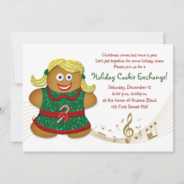 Christmas Gingerbread Cookie Exchange  Invitation (Front)